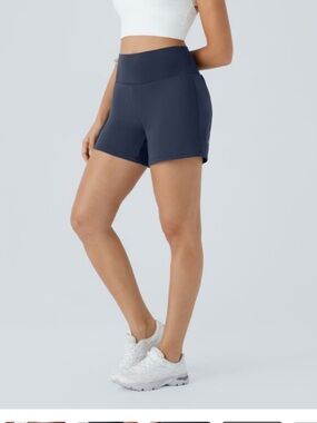 Halara Airy Super High Waisted 2-in-1 InstantCool Yoga Shorts 5'', navy, large